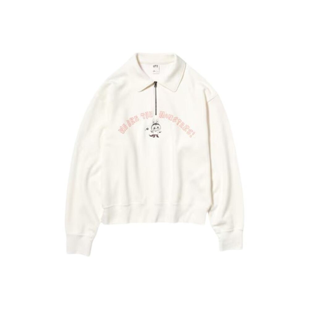 Uniqlo x Pop Mart Labubu Quarter-Zip Cream Sweatshirt Size M - New